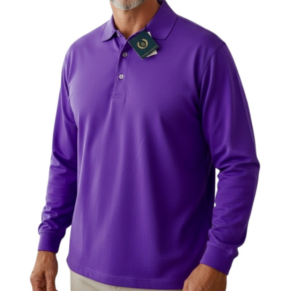 Byron Nelson Pullover Purple Men's Golf Polo Long Sleeve Shirt Sz M NEW